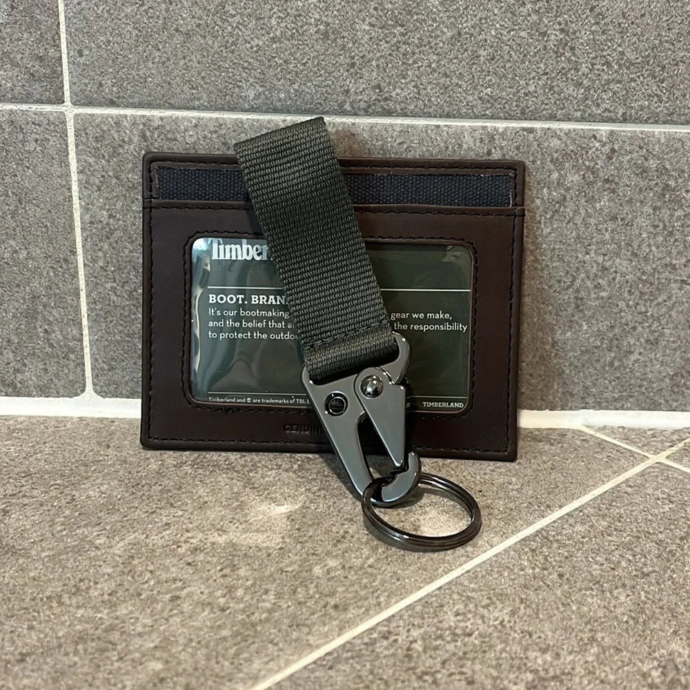 Timberland ID Card Case Wallet and Key Ring FOB Gift Boxed Set new blue green